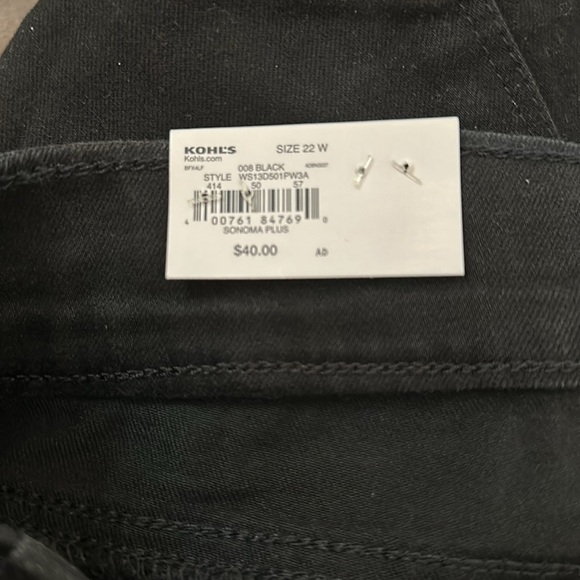 Brand New Women’s Sonoma by Kohl’s Black Jeggings in size 22W - Picture 5 of 5